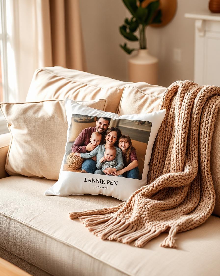 Premium Foto-Kissen – Anwendungsbeispiel im Sofa